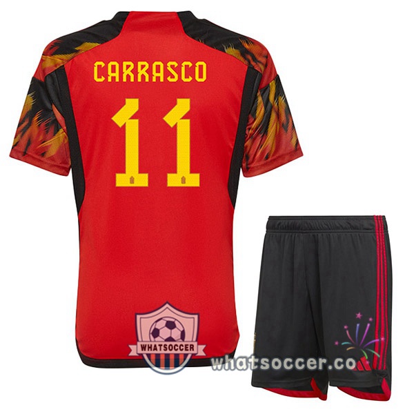 Belgium (CARRASCO 11) Kids Home Soccer Jerseys Red 2022-2023