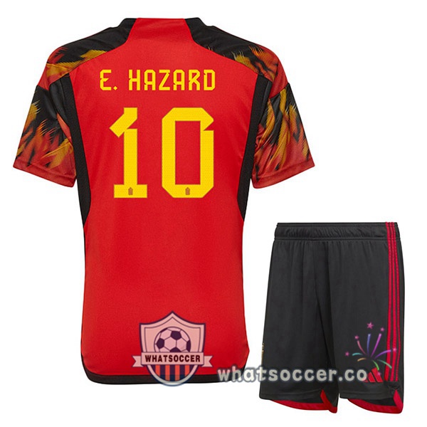 Belgium (E.HAZARD 10) Kids Home Soccer Jerseys Red 2022-2023