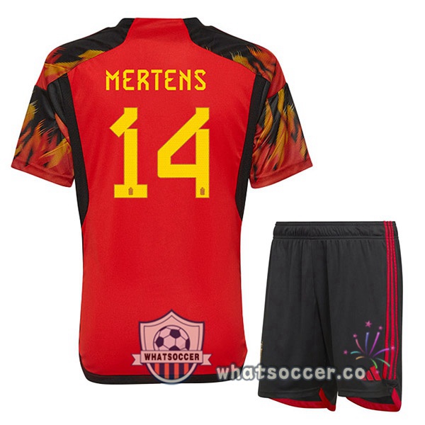 Belgium (MERTENS 14) Kids Home Soccer Jerseys Red 2022-2023