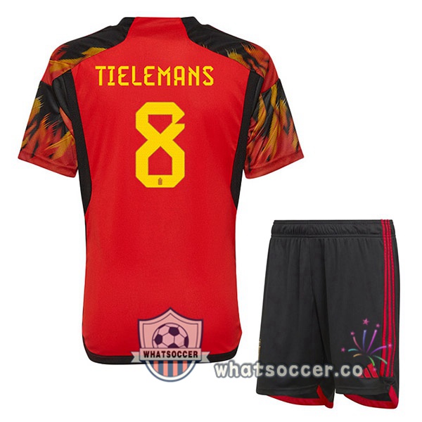 Belgium (TIELEMANS 8) Kids Home Soccer Jerseys Red 2022-2023