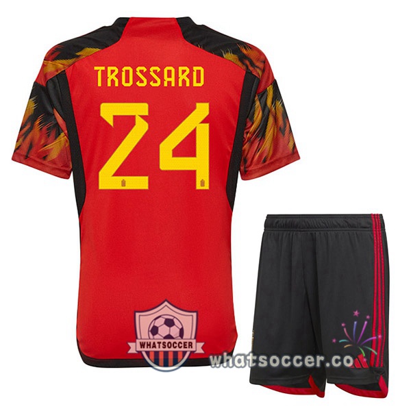 Belgium (TROSSARD 24) Kids Home Soccer Jerseys Red 2022-2023