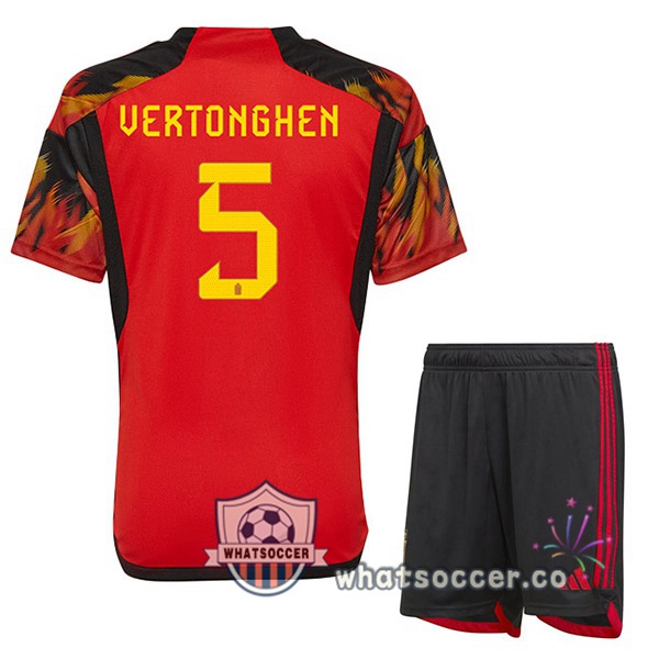 Belgium (GreenONGHEN 5) Kids Home Soccer Jerseys Red 2022-2023
