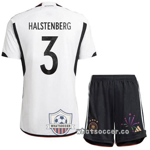 Germany (HALSTENBERG 3) Kids Home Soccer Jerseys Black White 2022-2023