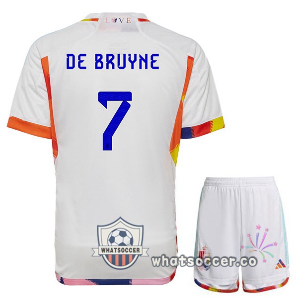 Belgium (DE BRUYNE 7) Kids Away Soccer Jerseys White 2022-2023