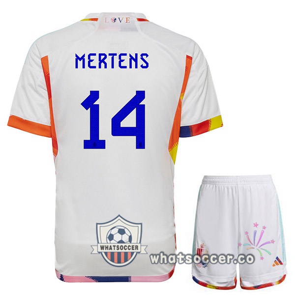 Belgium (MERTENS 14) Kids Away Soccer Jerseys White 2022-2023