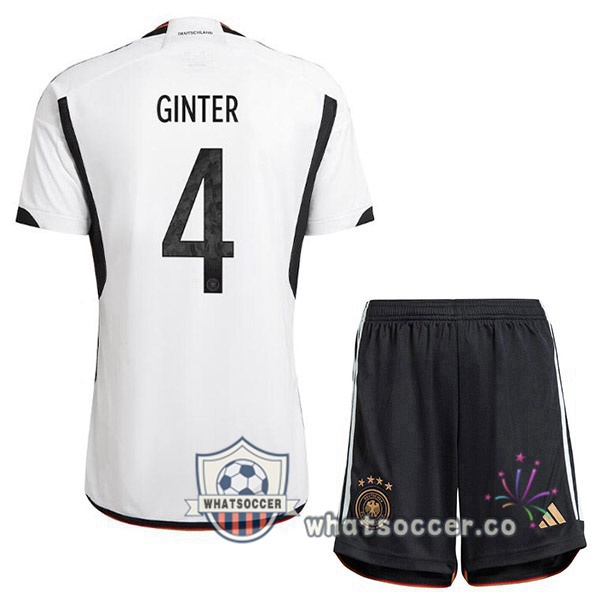Germany (GINTER 4) Kids Home Soccer Jerseys Black White 2022-2023