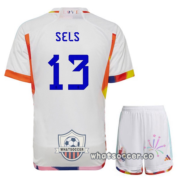 Belgium (SELS 13) Kids Away Soccer Jerseys White 2022-2023