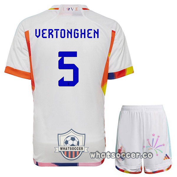 Belgium (GreenONGHEN 5) Kids Away Soccer Jerseys White 2022-2023