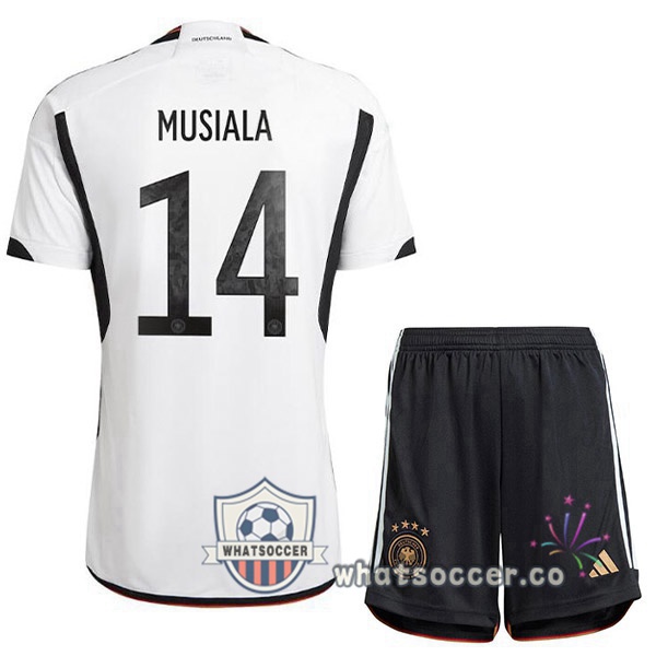Germany (MUSIALA 14) Kids Home Soccer Jerseys Black White 2022-2023