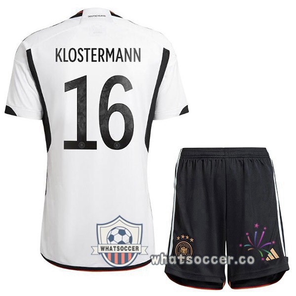 Germany (KLOSTERMANN 16) Kids Home Soccer Jerseys Black White 2022-2023