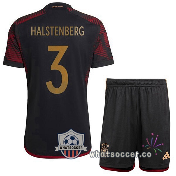 Germany (HALSTENBERG 3) Kids Away Soccer Jerseys Black 2022-2023