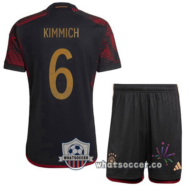 Germany (KIMMICH 6) Kids Away Soccer Jerseys Black 2022-2023