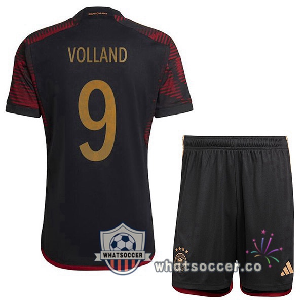 Germany (VOLLAND 9) Kids Away Soccer Jerseys Black 2022-2023