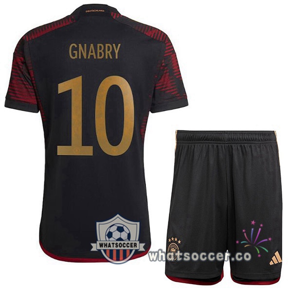 Germany (GNABRY 10) Kids Away Soccer Jerseys Black 2022-2023