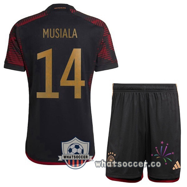 Germany (MUSIALA 14) Kids Away Soccer Jerseys Black 2022-2023