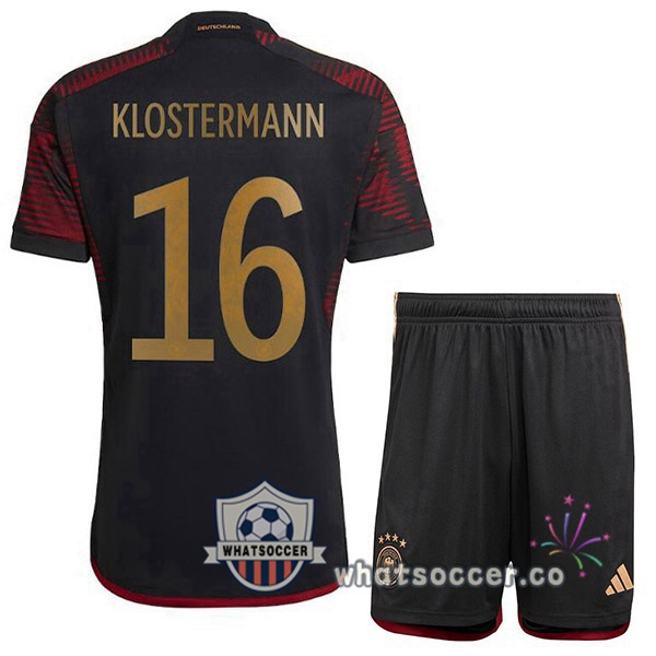 Germany (KLOSTERMANN 16) Kids Away Soccer Jerseys Black 2022-2023