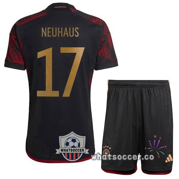 Germany (NEUHAUS 17) Kids Away Soccer Jerseys Black 2022-2023