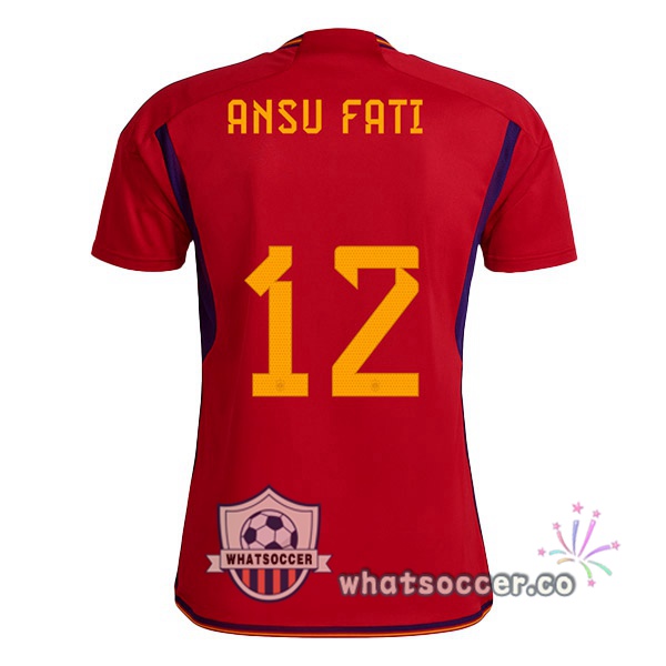 Spain (ANSU FATI 12) Home Soccer Jerseys Red 2022-2023