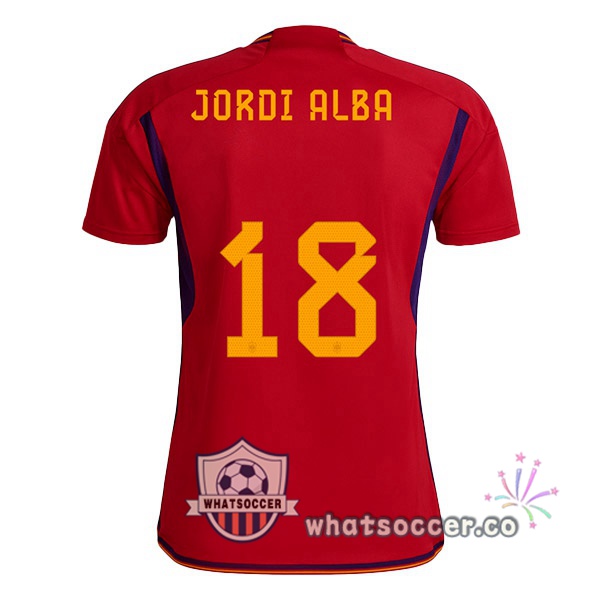 Spain (JORDI ALBA 18) Home Soccer Jerseys Red 2022-2023