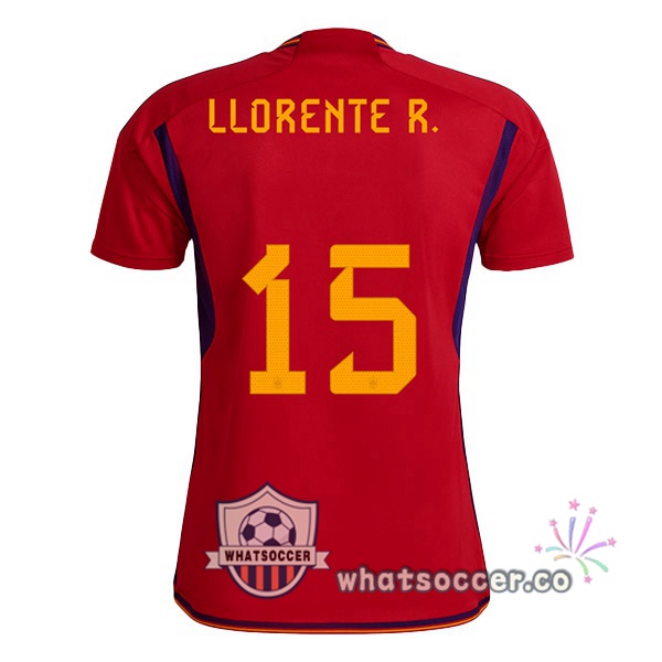 Spain (LLORENTE R. 15) Home Soccer Jerseys Red 2022-2023