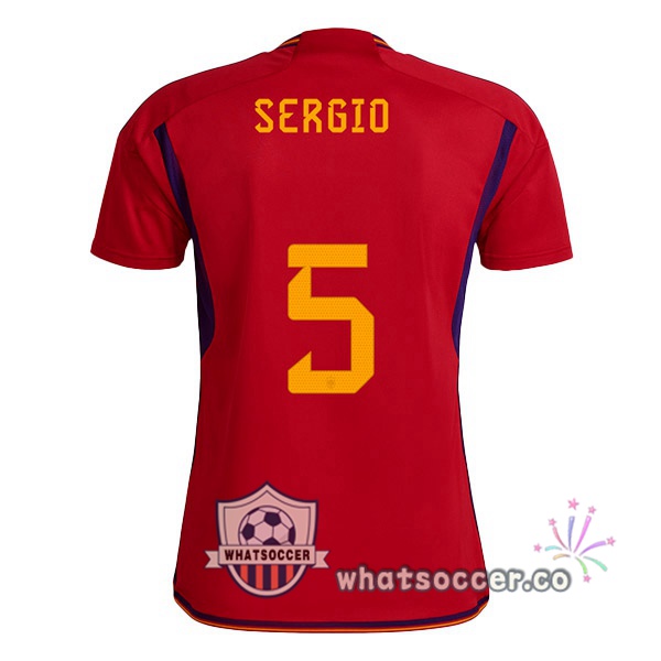 Spain (SERGIO 5) Home Soccer Jerseys Red 2022-2023