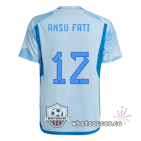 Spain (ANSU FATI 12) Away Soccer Jerseys Blue White 2022-2023