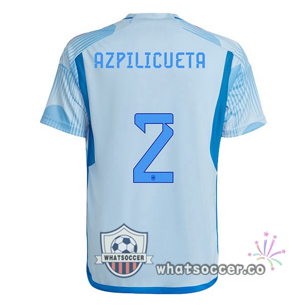 Spain (AZPILICUETA 2) Away Soccer Jerseys Blue White 2022-2023