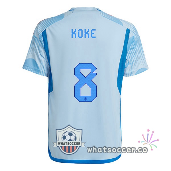 Spain (KOKE 8) Away Soccer Jerseys Blue White 2022-2023
