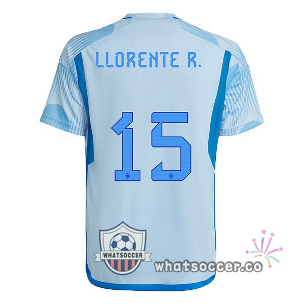 Spain (LLORENTE R. 15) Away Soccer Jerseys Blue White 2022-2023