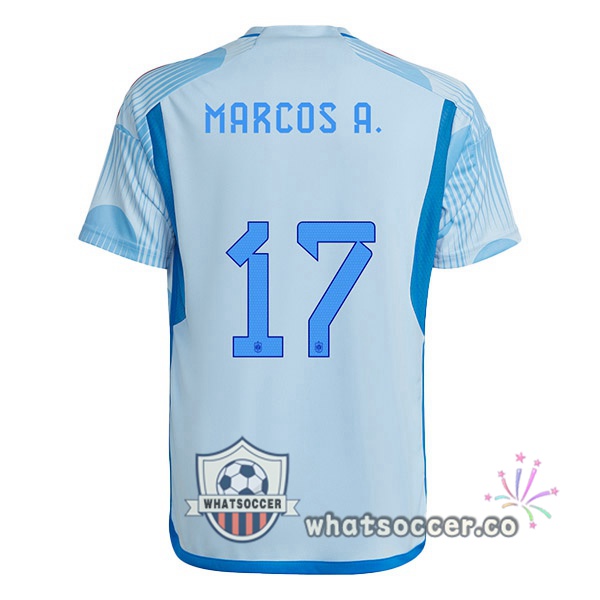 Spain (MARCOS A. 17) Away Soccer Jerseys Blue White 2022-2023