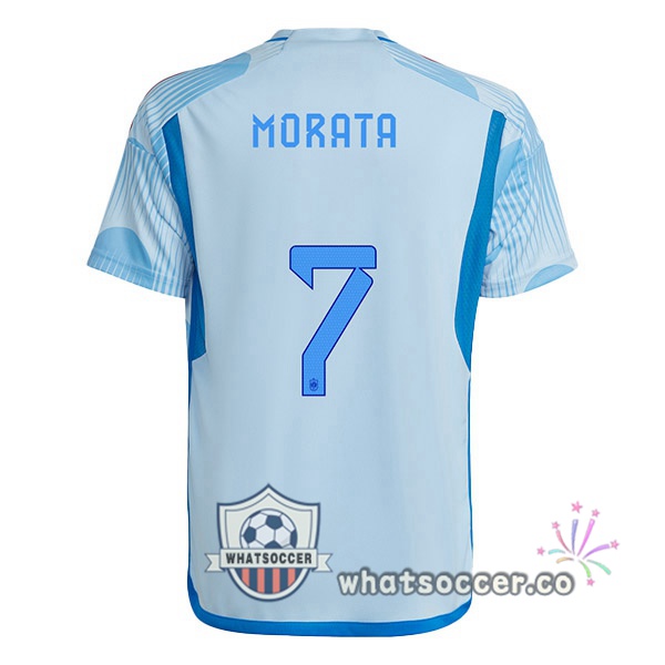 Spain (MORATA 7) Away Soccer Jerseys Blue White 2022-2023