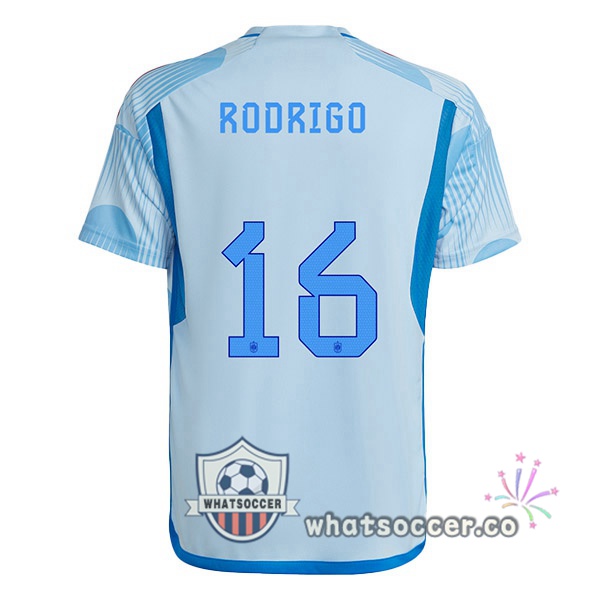 Spain (RODRIGO 16) Away Soccer Jerseys Blue White 2022-2023