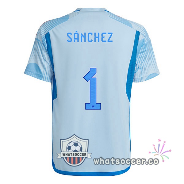 Spain (SÁNCHEZ 1) Away Soccer Jerseys Blue White 2022-2023
