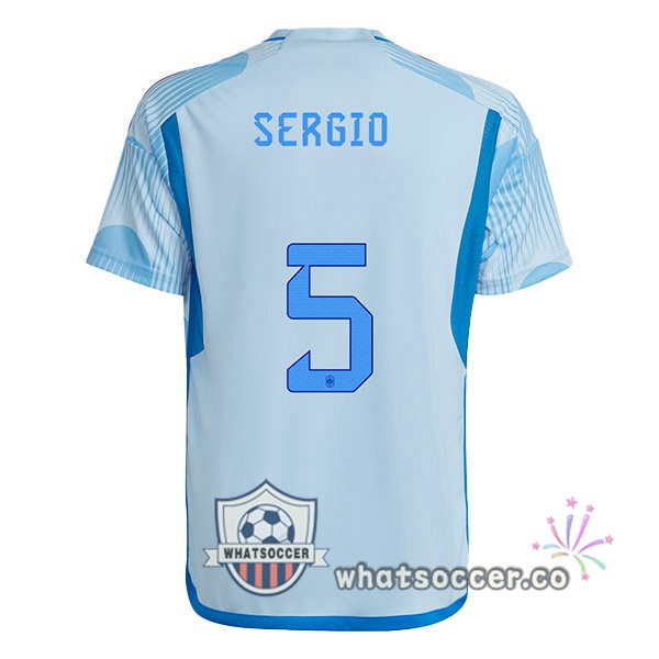 Spain (SERGIO 5) Away Soccer Jerseys Blue White 2022-2023