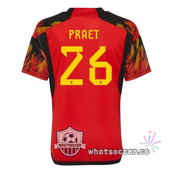 Belgium (PRAET 26) Home Soccer Jerseys Red 2022-2023
