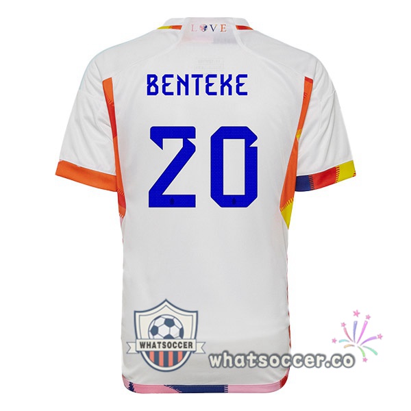 Belgium (BENTEKE 20) Away Soccer Jerseys White 2022-2023