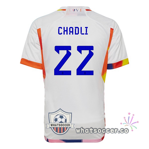 Belgium (CHADLI 22) Away Soccer Jerseys White 2022-2023