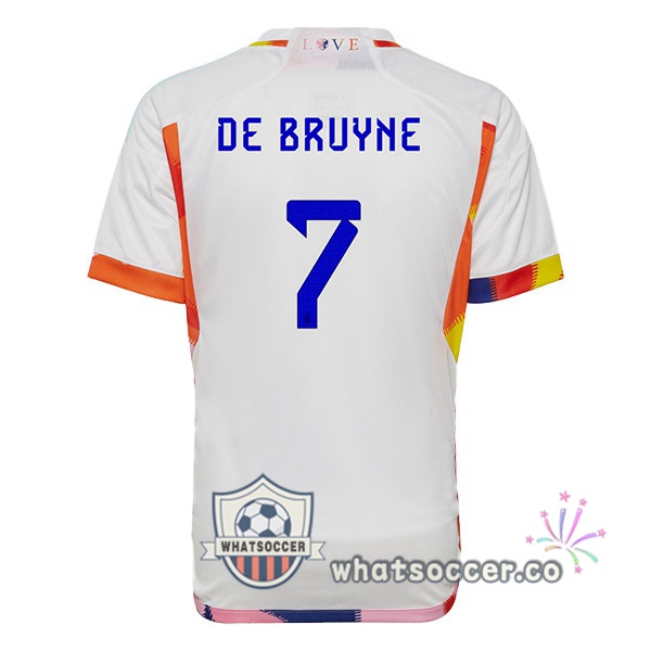 Belgium (DE BRUYNE 7) Away Soccer Jerseys White 2022-2023