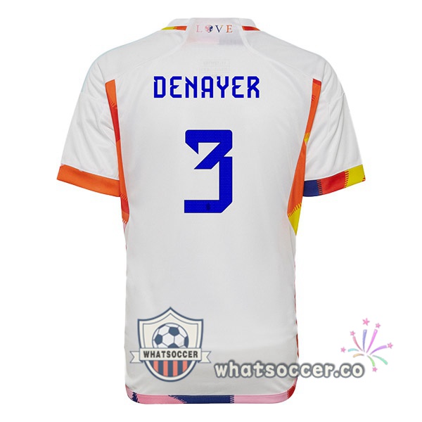 Belgium (DENAYER 3) Away Soccer Jerseys White 2022-2023
