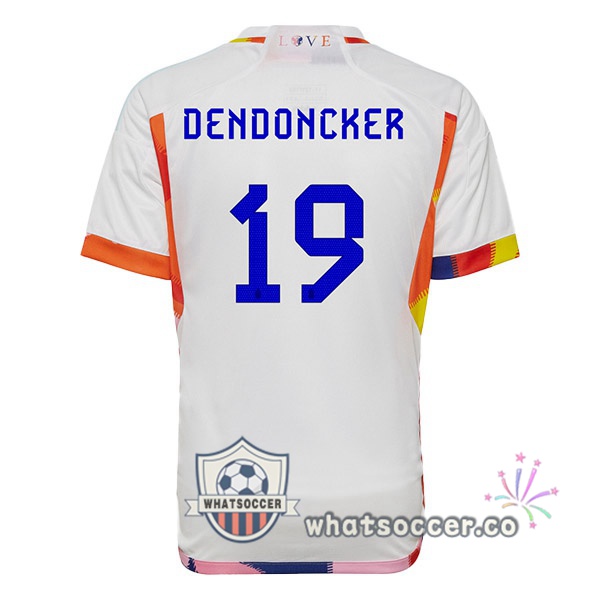 Belgium (DENDONCKER 19) Away Soccer Jerseys White 2022-2023