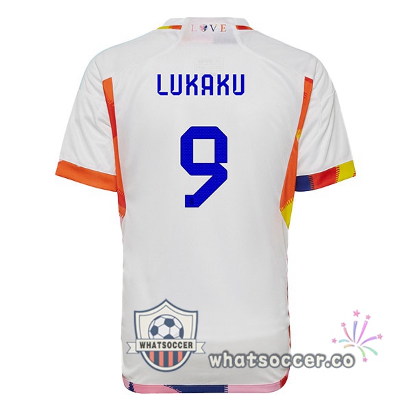 Belgium (LUKAKU 9) Away Soccer Jerseys White 2022-2023