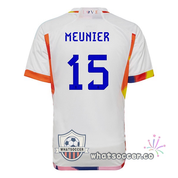 Belgium (MEUNIER 15) Away Soccer Jerseys White 2022-2023