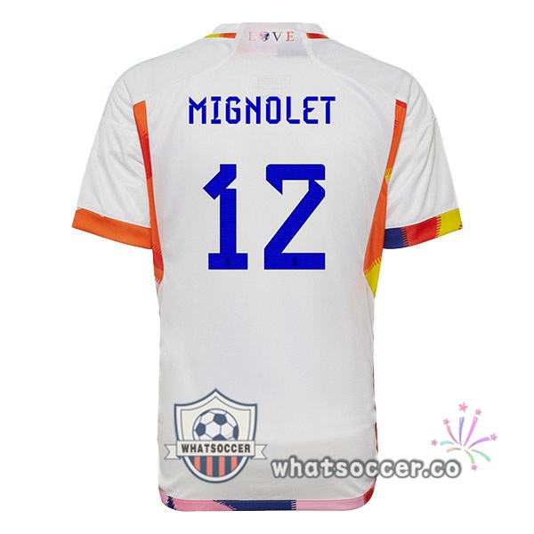 Belgium (MIGNOLET 12) Away Soccer Jerseys White 2022-2023
