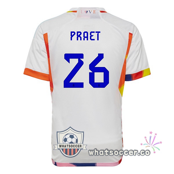 Belgium (PRAET 26) Away Soccer Jerseys White 2022-2023