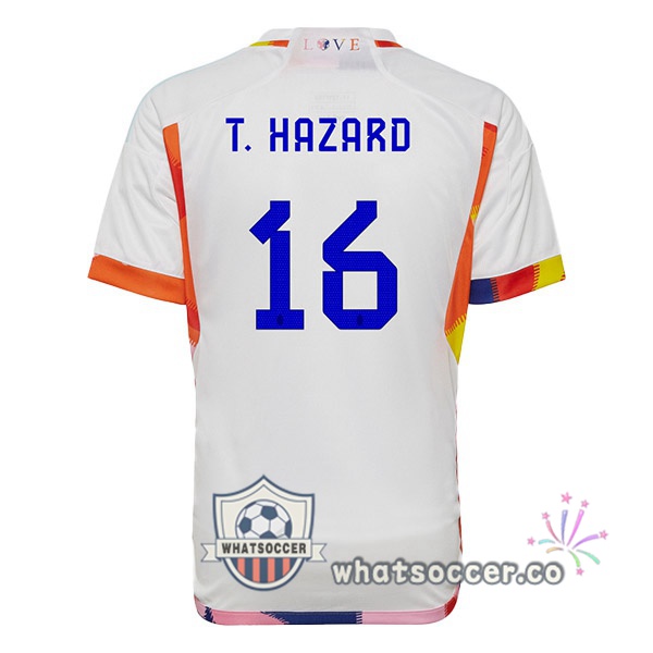 Belgium (T. HAZARD 16) Away Soccer Jerseys White 2022-2023