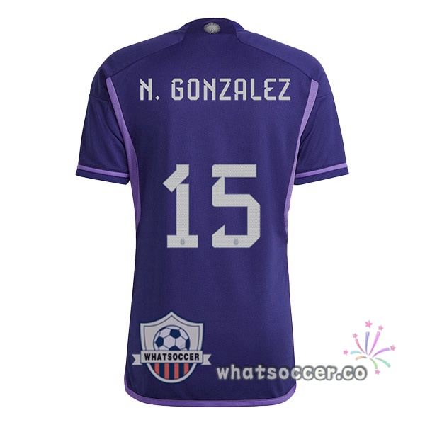 Argentina (N.GONZALEZ 15) Away Soccer Jerseys Purple 2022-2023
