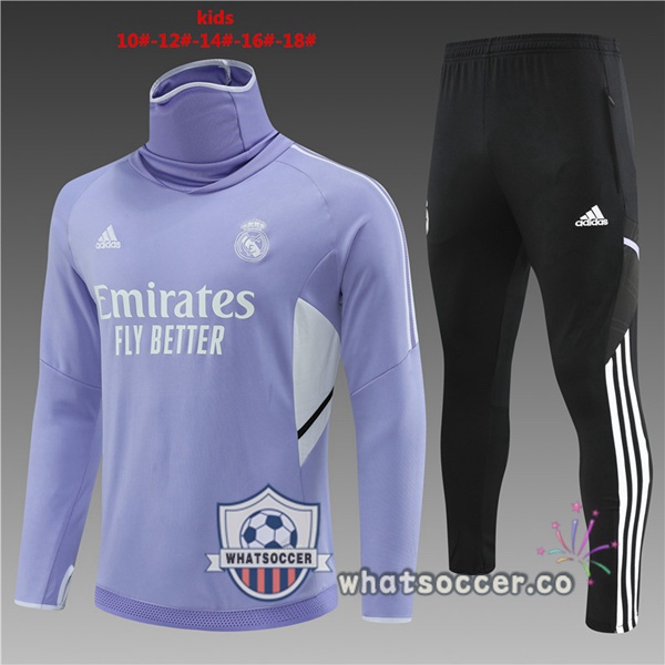 Real Madrid High Collar Kids Purple Tracksuit 2022-2023