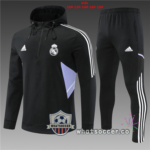 Real Madrid Kids Black Hooded Jacket 2022-2023