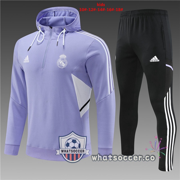 Real Madrid Kids Purple Hooded Jacket 2022-2023