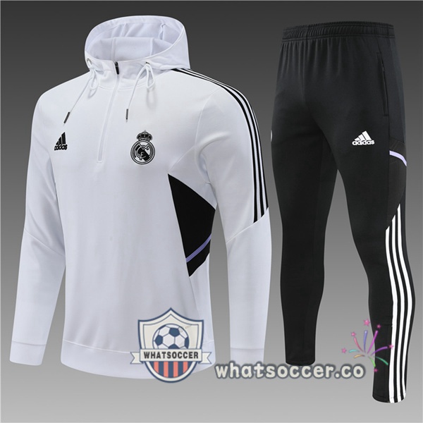 Real Madrid Kids White Hooded Jacket 2022-2023